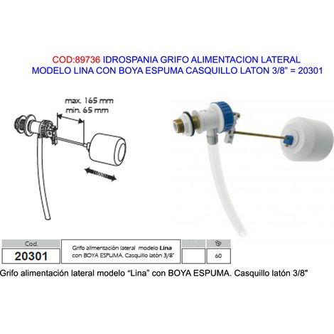 Rubinetto alimentare laterale con galleggiante in schiuma 3/8" 20301