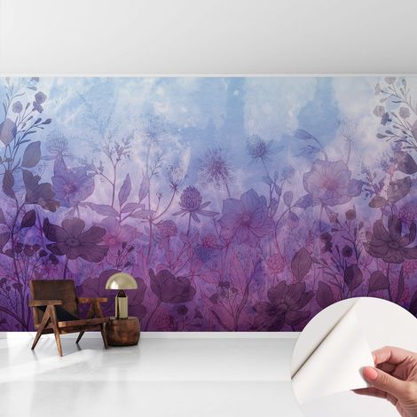 Carta da parati autoadesiva - Fotomurale adesivo - soggiorno moderno - resistente - Fiori pastello 416x254 cm (1/5)