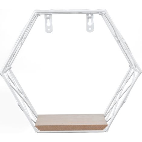 Étagère Murale En Grille Métallique - Design Géométrique Blanc - Rangement Décoration Maison Bureau - 1 Pièce (1/5)