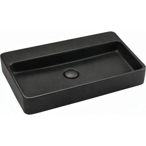 Vasque à poser rectangulaire -60,5 x 41,5 cm -Noir mat -ZAYRA (1/4)