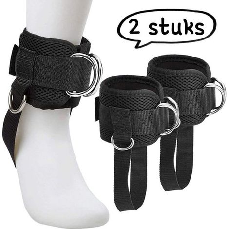 Hebillas para correa de soporte de tobillo y pedal ajustable de fitness en color negro, de 2 piezas. (1/5)