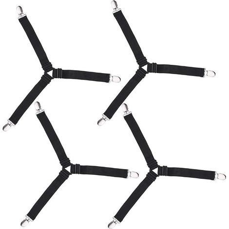 Triangle Tendeur Drap Housse Lit Drap,Tendeurs de Maintien,Convient Lits et Matelas,Noir (1/4)