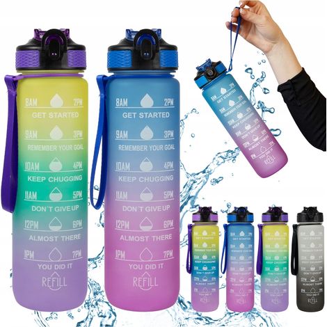 2x Borraccia sportiva Borraccia motivazionale da 1L con bilancia Fitness Tube