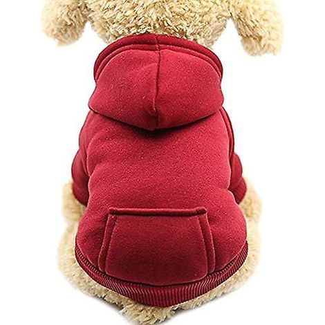Sweat à capuche rouge bordeaux en coton avec motif chat, manteau d'hiver, poche extérieure et taille L (1/5)