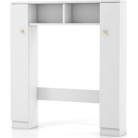 Mueble de almacenaje sobre el inodoro 57,5 x 18 x 80,5 cm diseño moderno compacto y seguro en MDF blanco 200010219