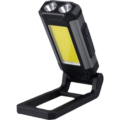 Lampe torche - Lampe de travail rechargeable - Éclairage de camping, LED rotative à 360 degrés, étanche, pour travaux de construction
