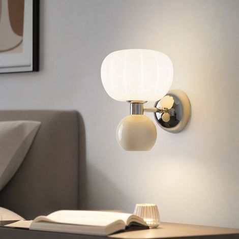 Applique murale chambre à coucher design citrouille style crème éclairage plein spectre anti-éblouissement variateur 3 couleurs G9