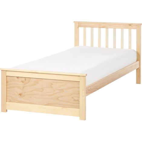 Lit Simple Minimaliste en Bois de Pin MDF 90 x 200 cm Marron Clair Olendon (1/5)