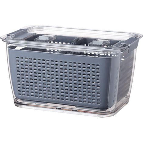 Boîte de rangement en plastique pour la cuisine, boîte de conservation des fruits, passoire pour réfrigérateur, panier de rangement pour ustensiles de cuisine, L (1/5)