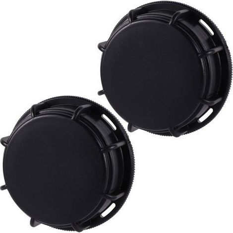 Lot de 2 raccords IBC 60 mm pour cuves de 1000 L - connexion robinet/tuyau, plastique noir étanche (1/5)