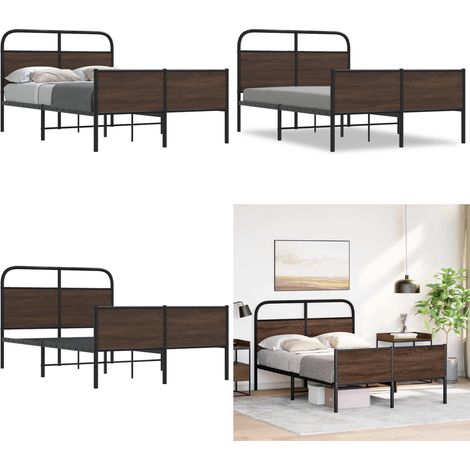 vidaXL Cadre de lit sans matelas 140x190 cm chêne marron (1/5)