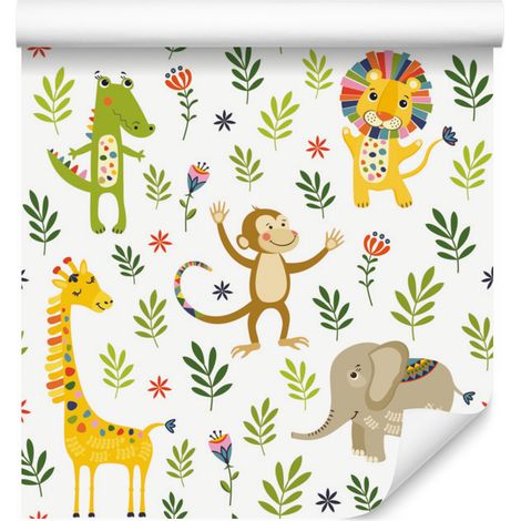Papier peint Animaux de la jungle pour salon et chambre 50x1000 cm (1/5)