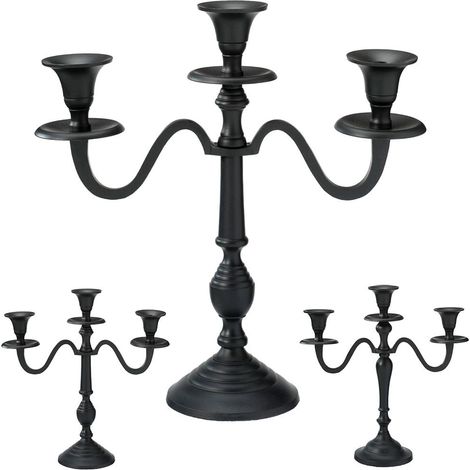 Candelabro in alluminio nero a 3 bracci, 30 cm