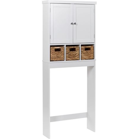 Bathroom Cabinet White MDF Storage with Shelves Traditional Style Bathroom PACLLON (1/5)