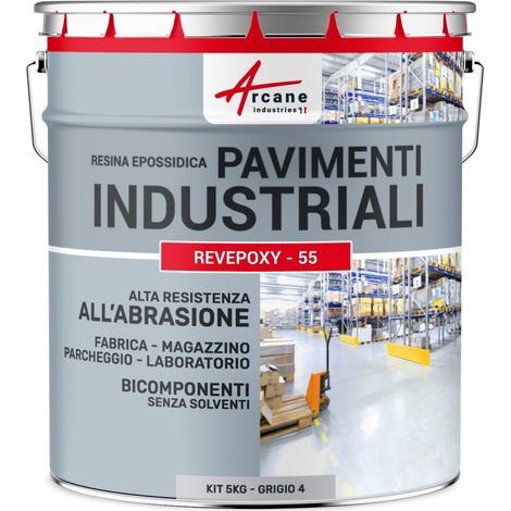 Vernice epossidica per pavimenti industriali - REVEPOXY TRAFFICO INTENSO - 5 Kg (fino a 10 m² in 2 strati) Grigio tele 4 - RAL 7047 - ARCANE INDUSTRIES (1/5)