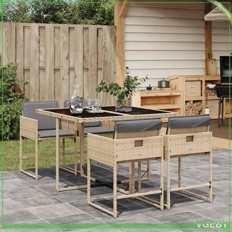 Ensemble de salle à manger de jardin - FAFEICY - 3211260 - résine tressée mélange beige - 4 places - coussins amovibles (1/5)