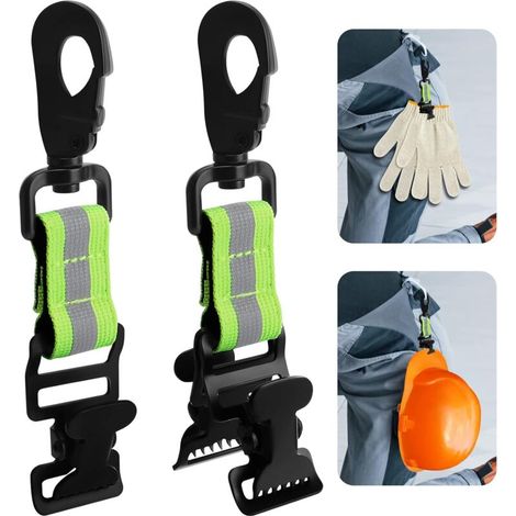 2 Pcs Porte Gants de Travail de Pompier, Porte Gants Ceinturon Tactique, Double Pince Pince Gants de Travail, Clip de Gants de Travail Avec Mousqueton, pour travailleurs Pompiers Chantiers (vert vif) (1/5)