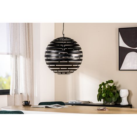 Lampada a sospensione sferica H340 nera 50 cm con lamelle (1/5)