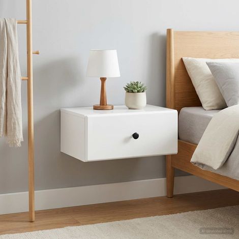 vidaXL Mesita de Noche de Pared 2 uds. Brillante 49 x 34,5 x 20 cm (1/5)