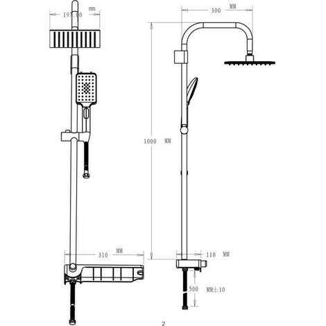 Colonna doccia cromata acciaio design quadrato con doccetta (1/4)