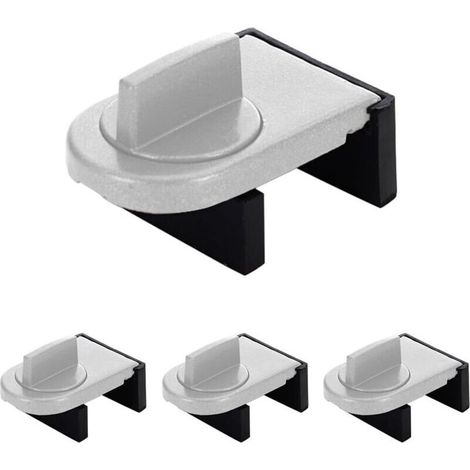 4 Pcs Verrou Baie Coulissante, Serrure Butée Réglable, Serrure de Sécurité pour Fenêtre, Bloque Fenetre Coulissante, Sans Perceuse, pour Portes et Fenêtres Coulissantes (Argent)