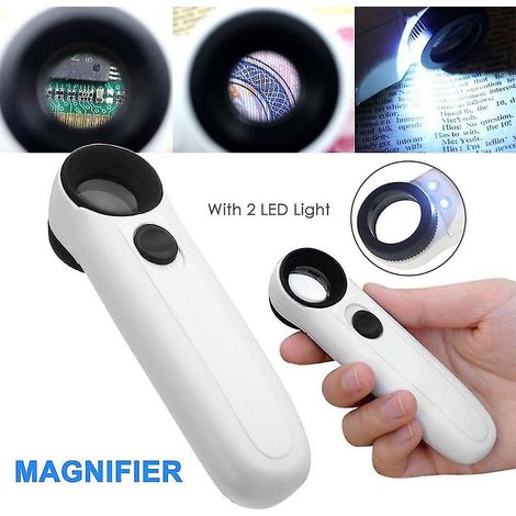 Loupe de précision 40x avec 2 LED intégrées, idéale pour la bijouterie et les bijoux. (1/3)
