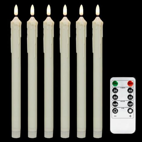 Lot de 6 guirlandes lumineuses LED à piles avec télécommande et minuterie, lumière blanche chaude scintillante en véritable cire C (1/4)