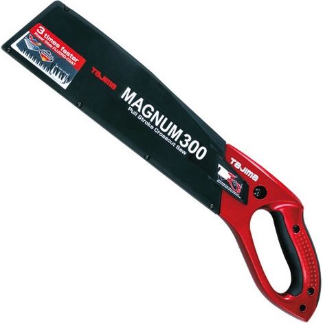 Tajima – Scie japonaise Magnum 300mm pour finition bois – Lame fluorine anti-adhésive – Poignée aluminium bi-matière