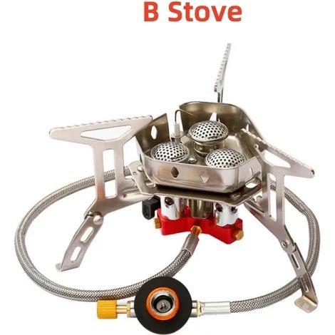 Réchaud de camping portable et pliable en acier inoxydable, coupe-vent et résistant aux intempéries. (1/5)