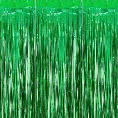 3 Pièces Grün Rideaux Franges en Feuille Métal,1x2m Rideau Métallique de Frange,Shimmer Rideaux Ruban Fond pour Les Grün RIDEAU (1/5)