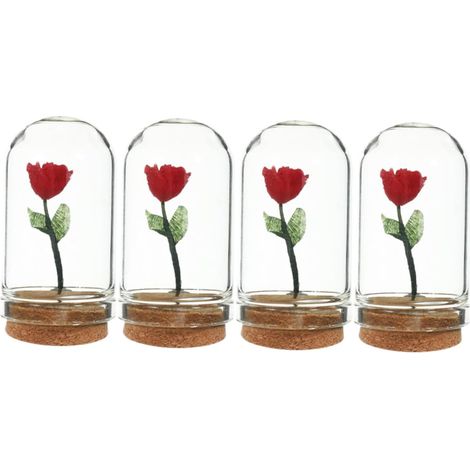 4pièces Fleurs Miniatures Sous Cloche Décorations De Maison Pour Miniatures Et Centres De Table (1/5)