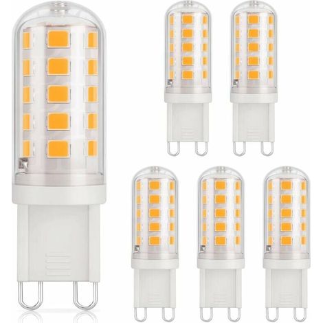Ampoule LED G9 3W, 430LM, équivalen 40W halogène, Blanc chaud 3000K, 220-240V, CRI 85, NON-Dimmable, Économie d'énergie, Base en céramique, Culot G9 Standard, Lot de 6 [Classe énergétique D] (1/5)