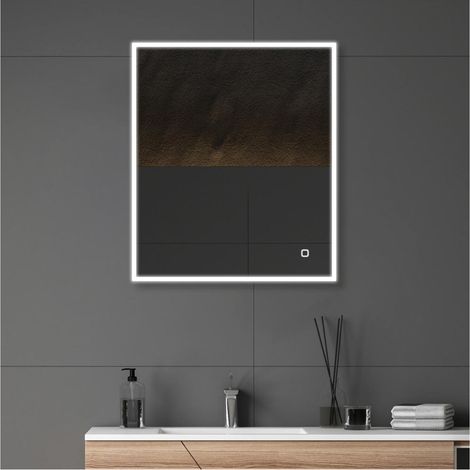 Espejo LED rectangular L60/80cm de vidrio plateado ECLIPS