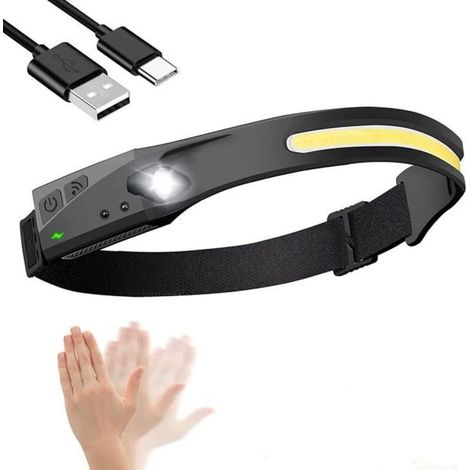 ZOLGINAH LED Lampe Frontale USB Rechargeables Etanches COB XPE Lampe Torche Frontale avec Mode Capteur Intelligent pour La Pêche, Le Camping, Le Cyclisme, La Course à Pied (1/5)