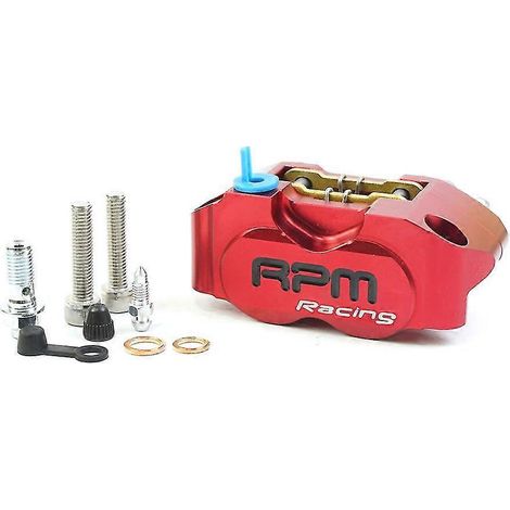 Étrier de frein à disque de moto Rpm Caliper, entraxe de 82 mm, universel, compatible avec disques flottants de 200 et 220 mm, avec support adaptateur – rouge (1/5)