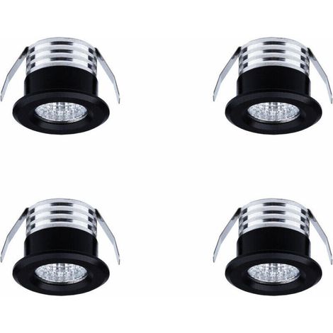 Lot de 4 mini spots LED encastrables, 3 W, lumière blanche froide noir (1/5)