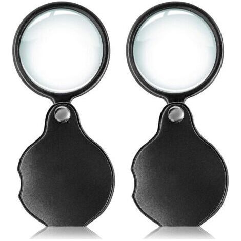 Lot de 2 10x petite loupe de poche mini loupe pliante de qualité supérieure avec couvercle pivotant pour la lecture, la science, les bijoux, les loisirs, les livres, 1,96\ (1/4)