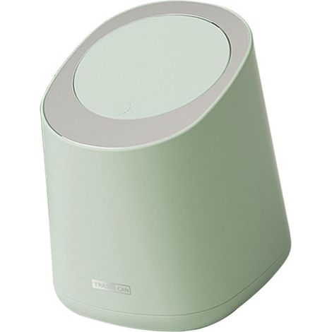 Mini poubelle de comptoir, petite corbeille à papier en plastique avec couvercle à pression, idéale pour la salle de bain, la chambre, le salon ou la coiffeuse. Couleur : vert Morino.