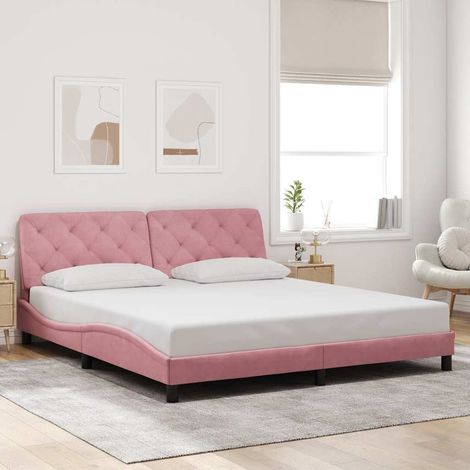 Cadre de lit sans matelas rose 180x200 cm velours (1/5)