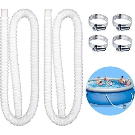 2 pièces Tuyau pour Piscine,Tuyau de Rechange pour Piscine,Pompe à Filtre avec 4 Pinces Métalliques,Tuyaux de Rechange pour Piscines Hors Sol(1.5m) (1/2)