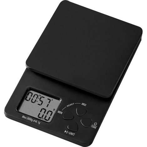 Balanza para café con temporizador, 3 kg/0,1 g, balanza para alimentos - negra (1/5)