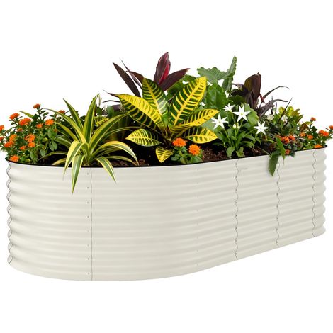 Carré potager surélevé en acier galvanisé 240x120x60 cm – Finition rouille – Pour culture de légumes et herbes-Beige