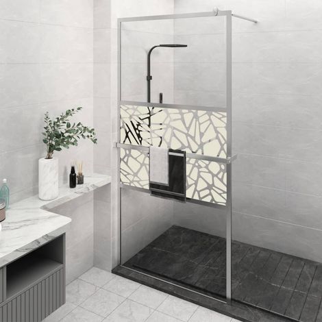 Walk-in Shower Wall with Shelf Chrome 115x195 cm ESG Glass&Aluminium vidaXL (1/5)