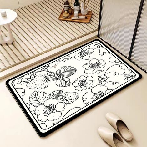 LAN Visage souriant, 50 x 80 cm, boue de diatomées Tapis de sol en terre de diatomées, paillasson de salle de bain, tapis absorbant et antidérapant, tapis d'entrée, lavable. (1/5)