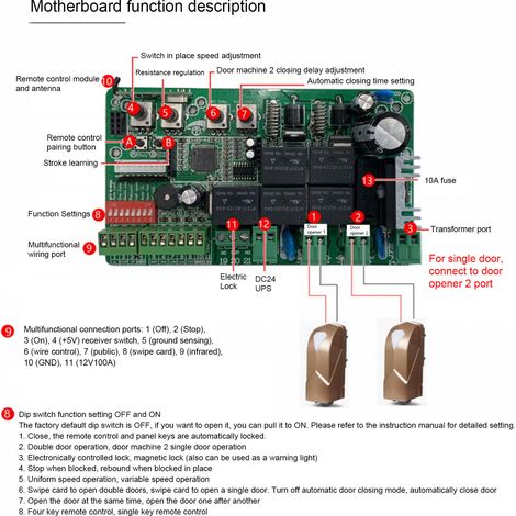 Portail battant double motorisation 24V contrôleur universel automatique avec télécommande pour portails à double vantaux (1/5)