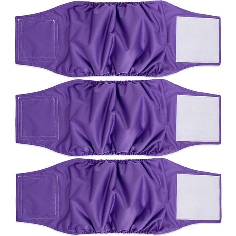 Pack of 3 Reusable Washable Dog Diapers for Male Dogs, Hygienic Dog Pants, Absorbent Dog Diapers for Small, Medium and Large Dogs (M, Purple) (1/5)