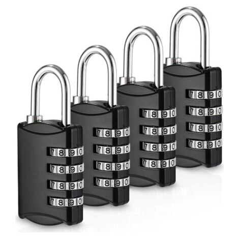 royaluxe-4 Pièces Cadenas Code, Cadenas 4 Chiffres, Cadenas Valise, Cadenas Code Exterieur Résistant aux Intempéries, Cadenas Casier Alliage de Zinc, pour Abri de Jardin, Gym, Garage, École (1/4)
