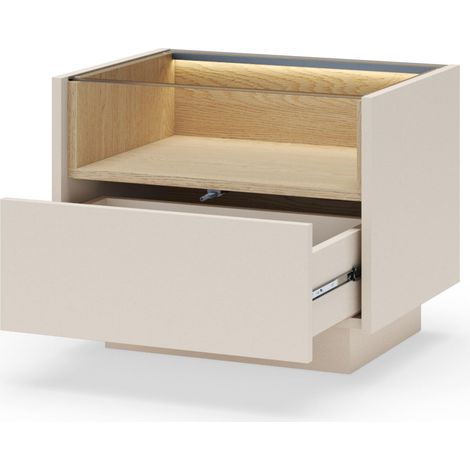 Table de chevet, beige et chêne Crémona, 53,4 x 43,4 x 39,5 cm (1/5)