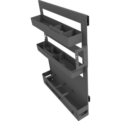 Combiné coulissant sous-chef slim - Amortisseur : Avec - Décor : Anthracite - Hauteur : 680 mm - Largeur : 107 mm - Matériau : Acier - Pour caisson de largeur : 150 mm - GOLLINUCCI (1/2)