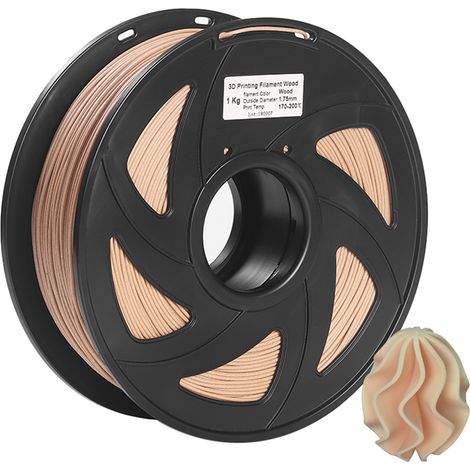 Filamento PLA con efecto madera de 1,75 mm, bobina de 1 kg, acabado mate natural, para impresión a baja temperatura, compatible con Ender. (1/5)